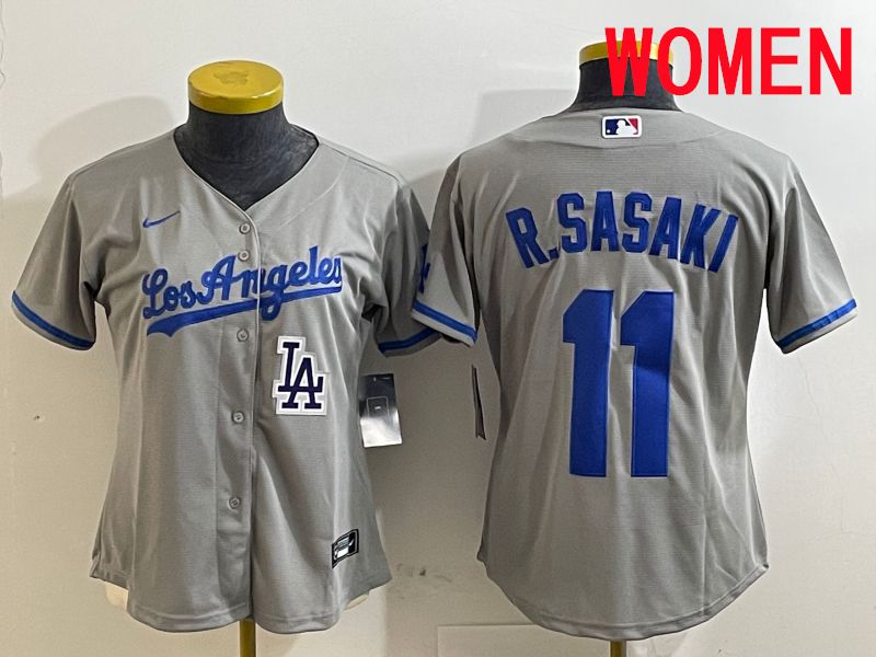 Women Los Angeles Dodgers 11 R.Sasaki Grey Game 2025 Nike MLB Jersey style 12